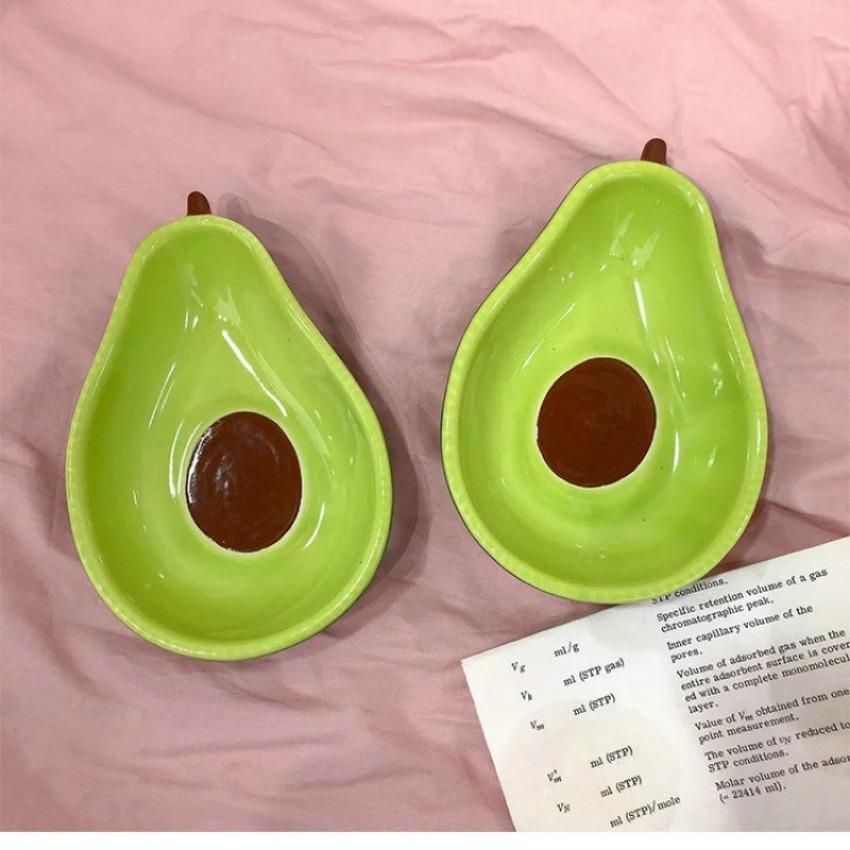 1 Pcs Cute Avocado Ceramic Plate Tableware Dessert Plate Snack Salad Bowl Photo Props Serving Restaurant Supplies