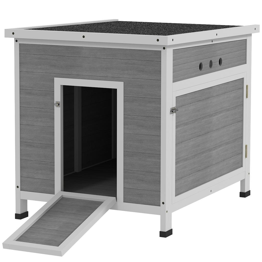 Wooden Duck House with Asphalt Roof, Light Grey, 63 x 82 x 76 cm