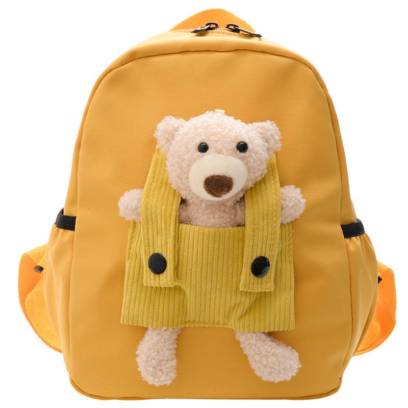 Cartoon Toddler School Backpack With Cute Bear Pendant And Lightweight Design