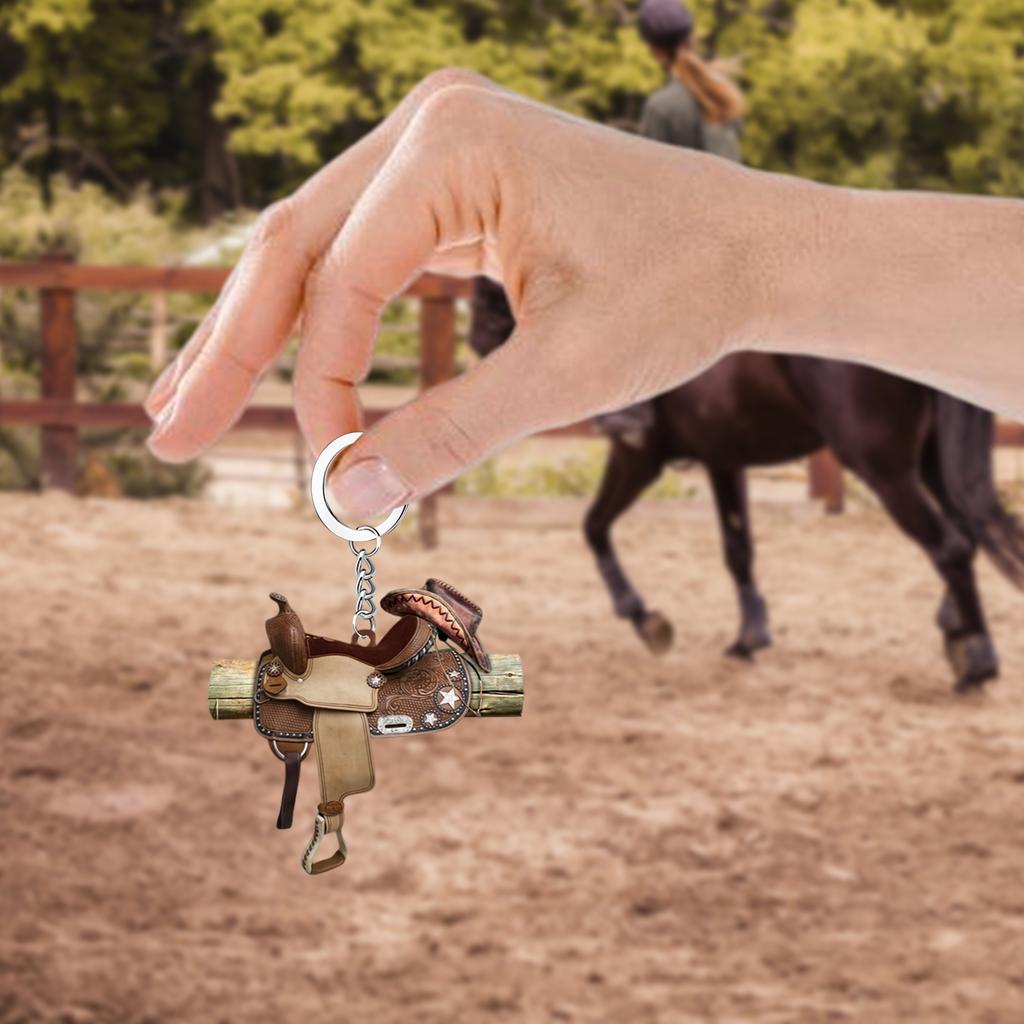 Saddle Acrylic Car Pendant Horse Saddle Keychain Western Horse Saddle Hangings Ornament Car Interior Decor Rear View Accessories