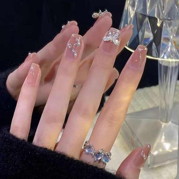 Nature's Farmer Collection Nail Tip 24p Set, Ribbon Silver Butterfly Parts, 1 Set