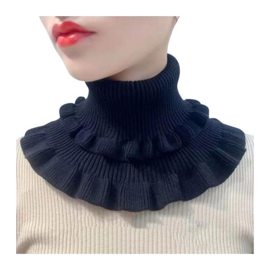 Women Fake Collar Double-Layered Ruffle Trim Autumn Winter False Collar Solid Color Detachable Collar Shirt Accessory