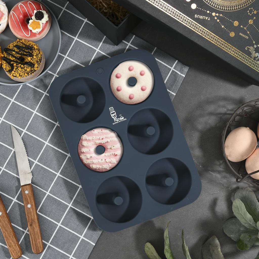 SUPER KITCHEN Силиконовая форма для пончиков, кондитерские изделия, 6-ти градусная выпечка, пончики, кексы, кухня, легко моется, форма, инструменты, пластина, антипригарное покрытие, детали,