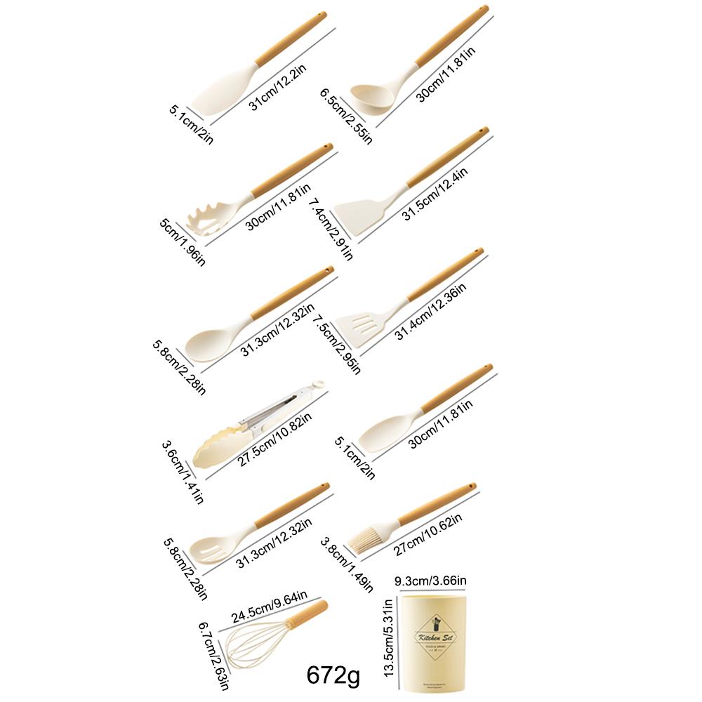 Набор из 12 предметов силиконовой кухонной утвари с полипропиленовой ручкой, кухонный инструмент для приготовления пищи, антипригарная посуда, лопатка, кухонные принадлежности для взбивания яиц