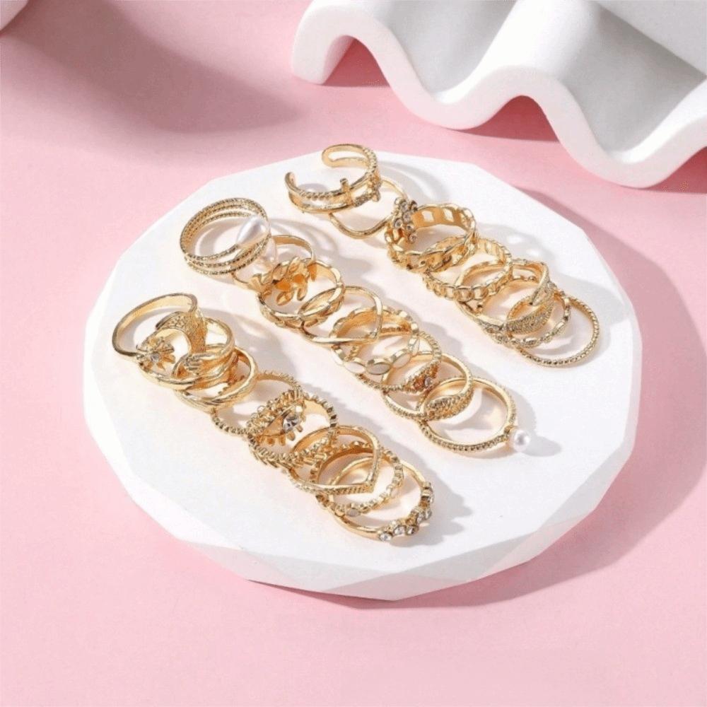 23 Pcs/Set Vintage Punk Ring Set Geometric Knuckle Rings Set Girls Party Jewelry Accessories Gifts