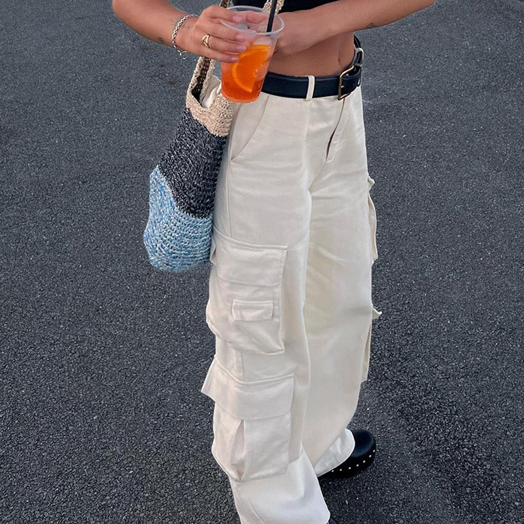 Женские мешковатые брюки-карго, спортивные штаны в стиле хип-хоп, повседневные свободные широкие брюки, джинсы с высокой талией