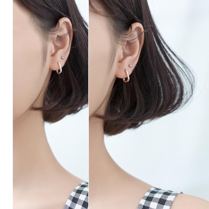 Fashion 925 Sterling Silver Geometric Oval Ear Buckles Clip Earrings Jewelry