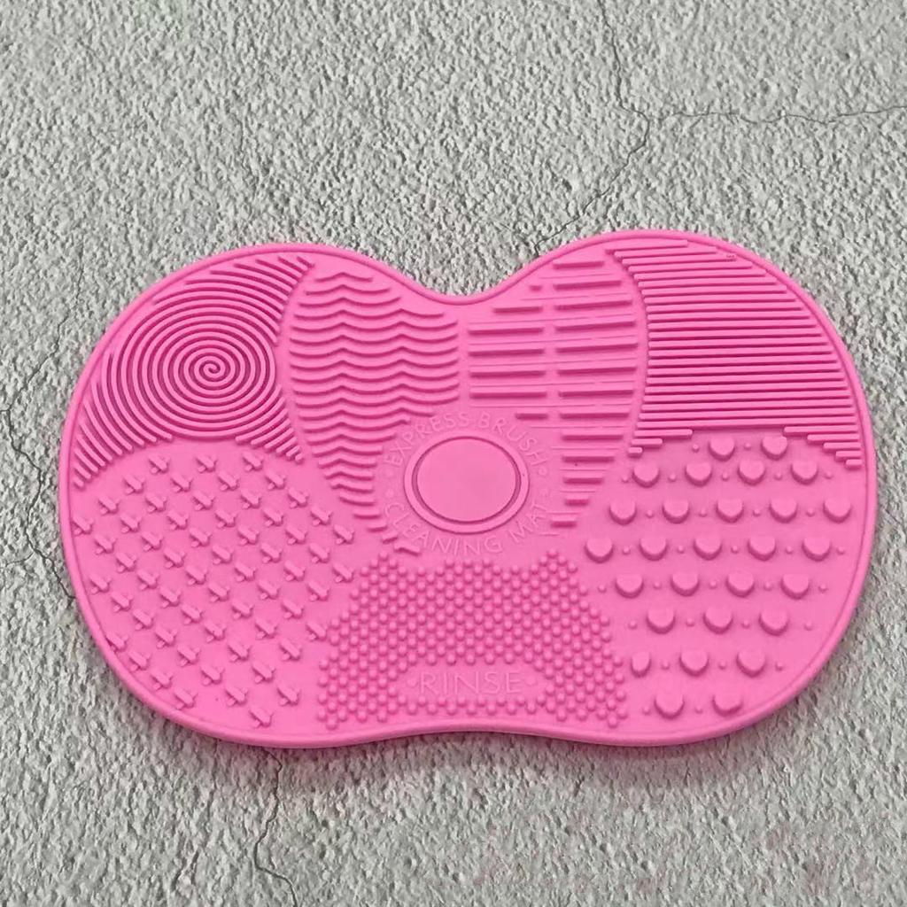 Чистый цвет, силиконовая чистящая подушечка для яблока с присоской, противоскользящая маленькая косметическая кисточка для макияжа, чистящая подушечка для макияжа