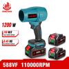 ONEVAN 1200W Electric Turbo Blowers Jet Fan 200M/S Violent Air Blower Car Dryer Dust Blowing Power Tool for Makita 18V Battery