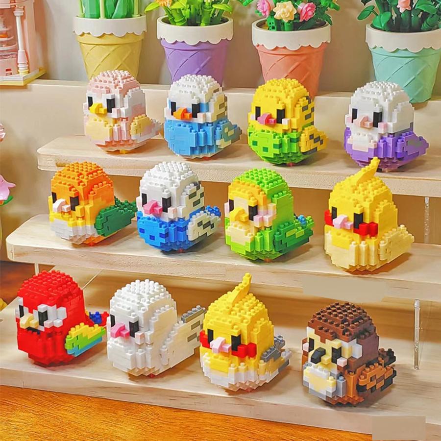 Креативные DIY Мультяшные Милые Птицы, Попугаи, Воробьи, Животные Строительные Блоки, Игрушки Модели для Сборки Птиц, Подарки для Домашнего Декора
