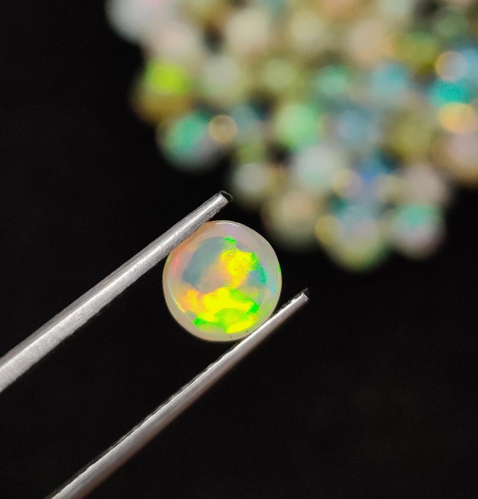 Multi Color Natural Ethiopian Round Shape Ethiopian Opal Cabochon Gemstone Bulk Lot, Loose Gemstone Lot.