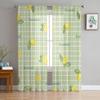 Checkered Letters Lemon Leaves Sheer Curtains For Living Room Bedroom Kids Room Tulle Window Treatment Drapes