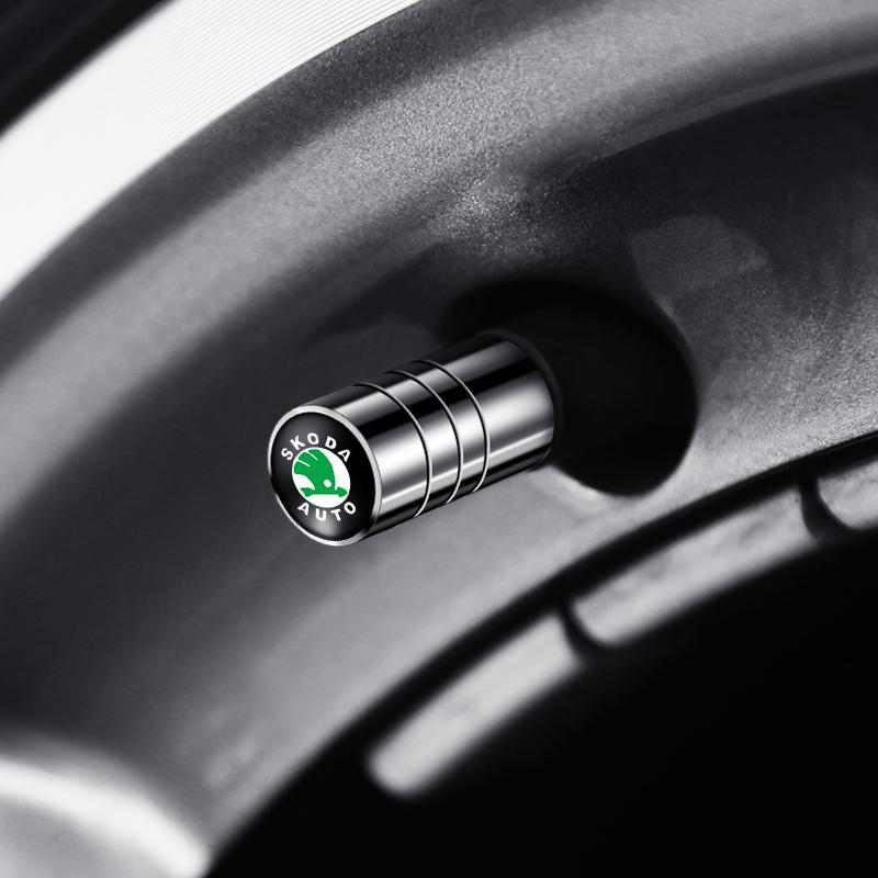 4Pcs Car Logo Wheel Tire Valve Air Valve Stem Caps For Skoda Octavia Fabia Kamiq Kapoq Kodiaq Rapid SCALA Superb A5 A7 RS Yeti fsvr64