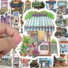 60PCS Waterproof Stickers Featuring Creative and Dreamy Architecture Including Houses Greenhouses and Shops for Decorating Scrapbooks Phone Cases