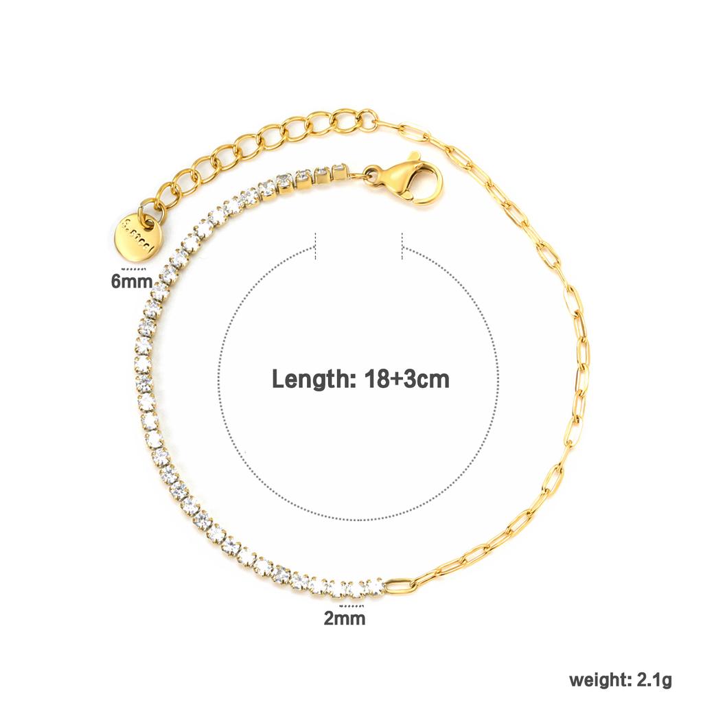 Colorful Zirconia Chain Bracelet Luxury Fashion Jewelry for Women Simple Elegant Design
