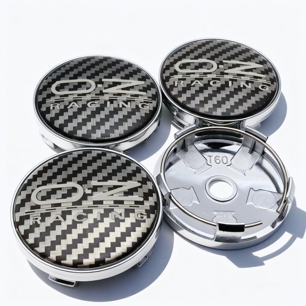 4pcs OZ Racing  Logo Carbon Fiber Weave Emblem Car Wheel Center Caps 60MM 56MM Car Wheels Hub Cap Rim Hubcaps Cover Epoxy Resin