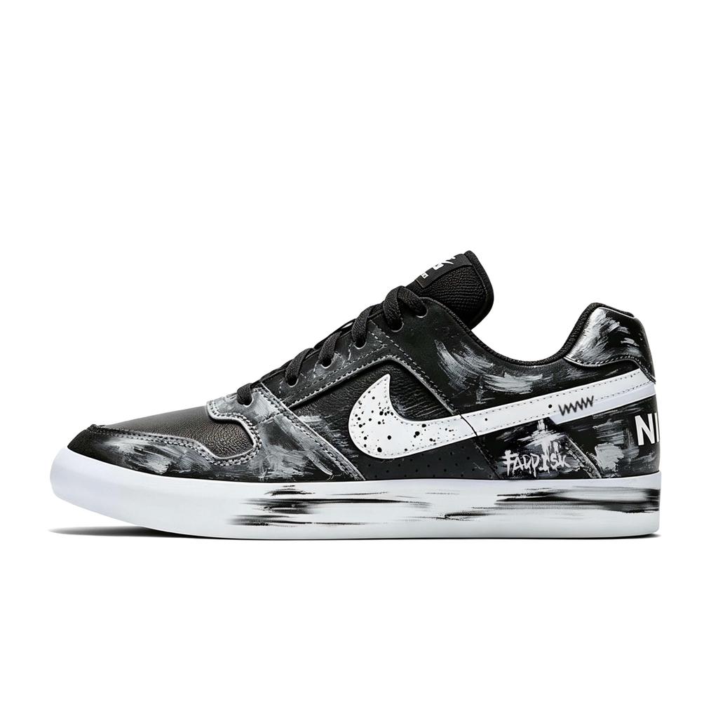 Nike SB Delta Highway Killer Leather Low top Skateboard Shoes Unisex Black White 942237-010(Team858-)