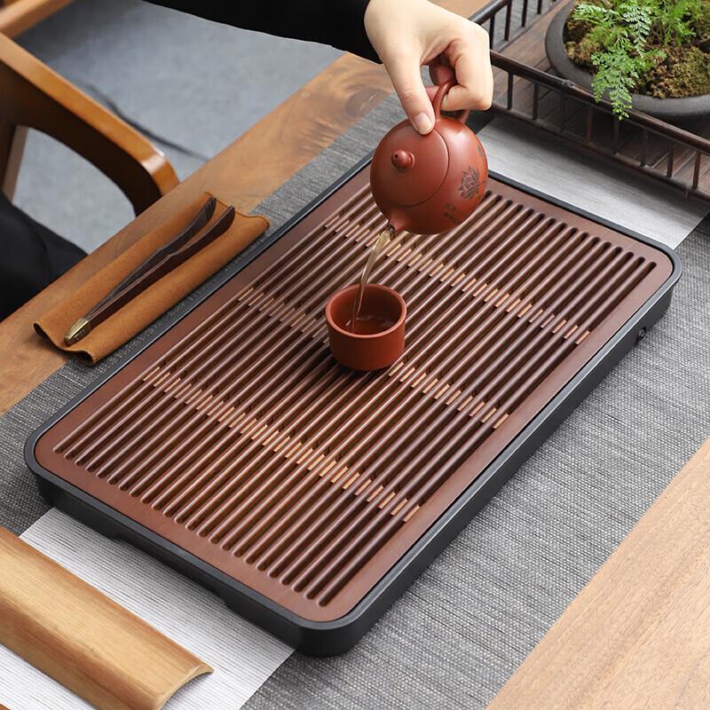 Прямоугольный чайный поднос Ци Сюань Юань для кунг-фу с дренажем и хранением