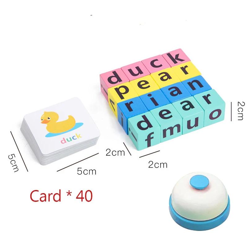 Children's Wooden Montessori Letters Block Cognitive Pairing Puzzle Learning Word Matching Puzzle Education Toys Battle Game