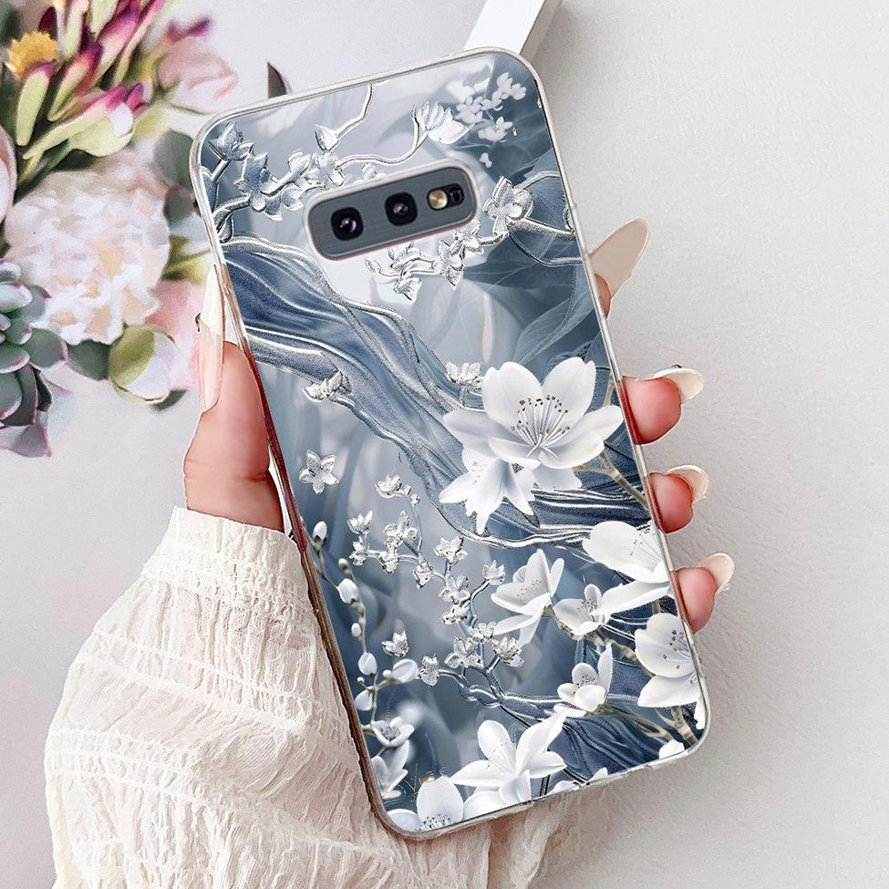 Clear For Samsung S10e Case Cover Luxury Butterfly Love Fashion Flowers Cool Funny Painted Soft Phone Case SM-G970F SM-G9700