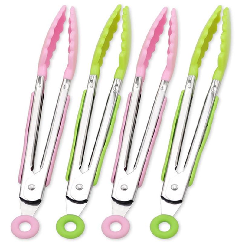 9-дюймовые щипцы для еды, силиконовые щипцы для барбекю, щипцы для салата, антипригарный зажим для барбекю, зажим из нержавеющей стали, инструменты, гаджеты