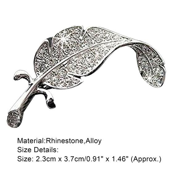 Women Leaf Tone Rhinestone Wedding Gift Brooch Pin