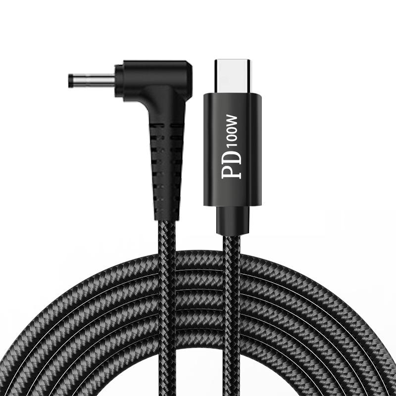 Кабель USB-C на DC 4.0x1.35, 100 Вт, PD Быстрая зарядка, Г-образный, для ноутбуков Asus, Acer, Haier