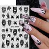 8 Sheets Halloween Nail Decals Self-Adhesive Black White  Art Stickers For Women