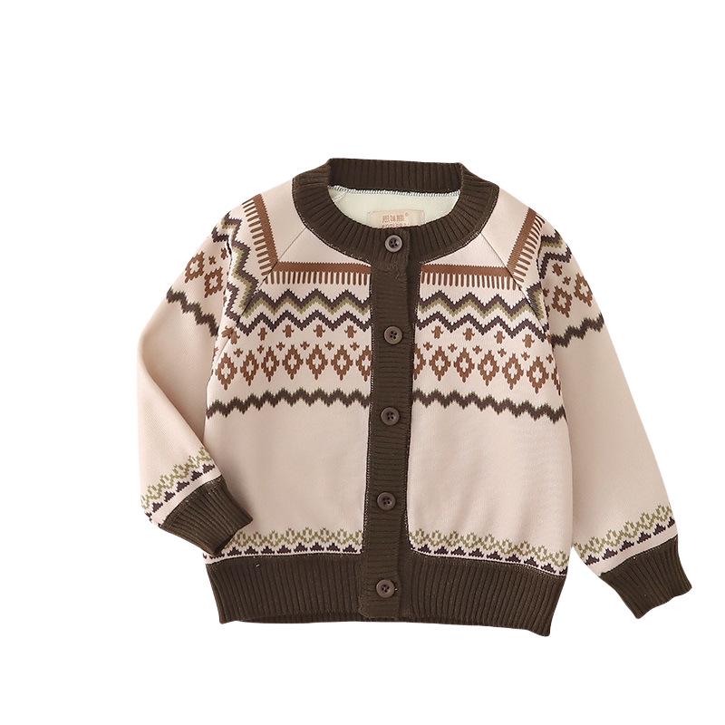 Детский вязаный велюровый кардиган - Модный корейский стиль для мальчиков и девочек, осенне-зимняя мода