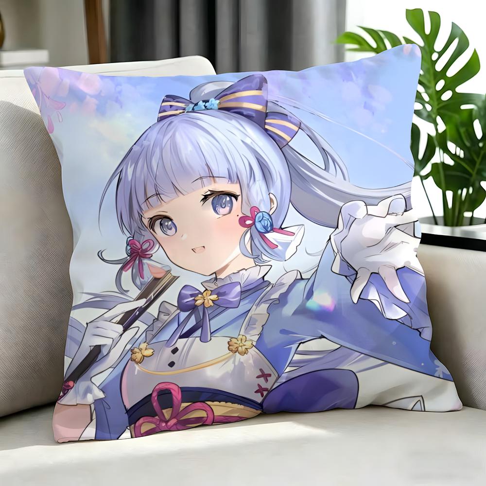 Game Kamisato Ayaka Cushion Cover Cushion Cover Set 4Pcs 50X50 45X45 40X40 Pillowcase Decorative Sofa Home Decor