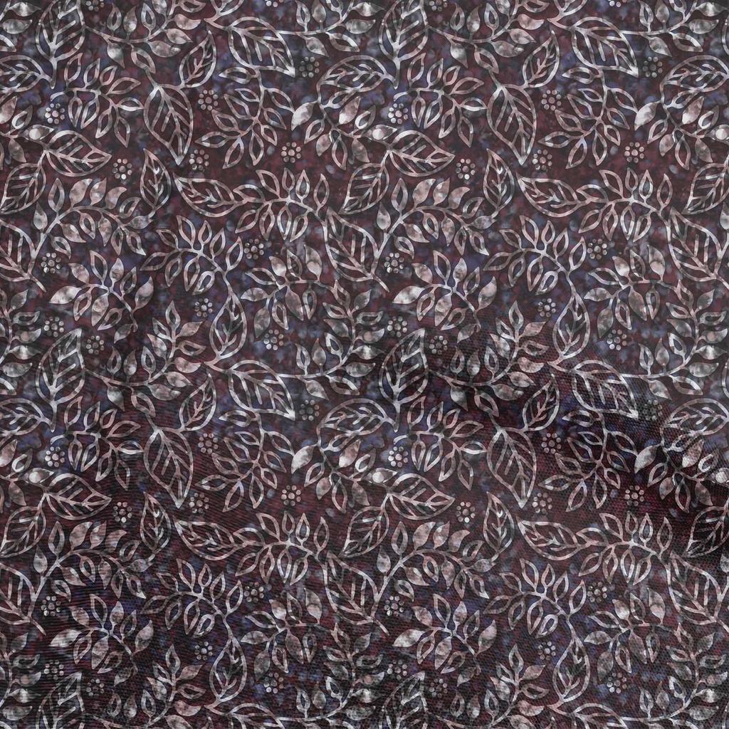 oneOone Хлопковая гибкая коричневая ткань, азиатский батик, мотив листьев, принадлежности для квилтинга, швейная ткань с принтом, 40 дюймов в дворе