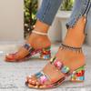 Shoes for Women 2024 Fashion Women's Slippers Summer Mixed Colors Open Toe Chunky Heels Large Size 43 Beach Slippers Women