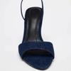 Denim Blue Thin Heeled Sandals Women Sexy Peep Toe Ankle Strap Buckle High Heels Summer Elegant Pumps Comfort Casual Sandalias
