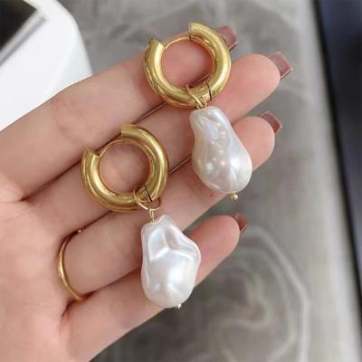 1 пара серег-колец с подвеской из искусственного жемчуга, изысканные аксессуары для одежды, элегантные женские серьги-подвески в стиле барокко, для свиданий, на каждый день, для нарядной одежды, женские украшения