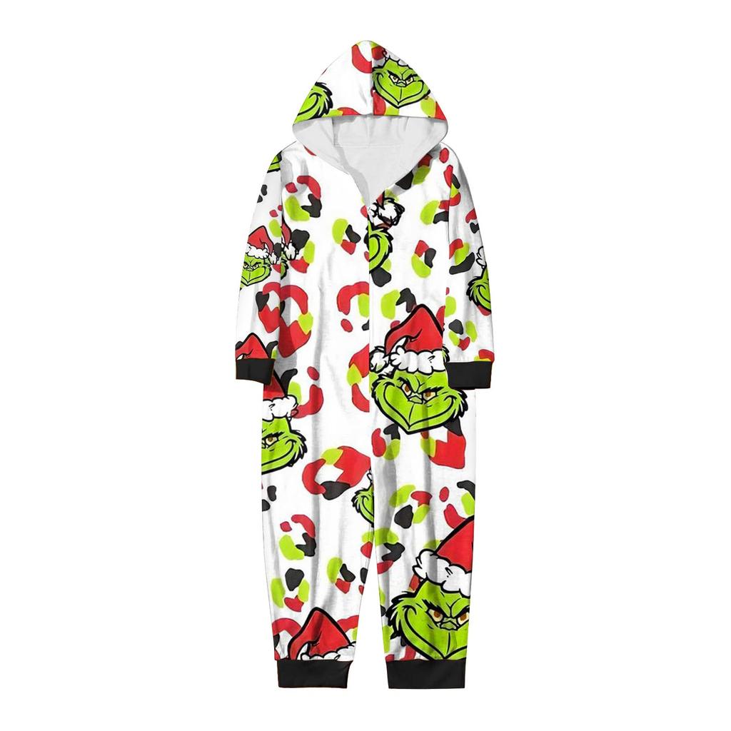 Домашняя одежда для родителей и детей с капюшоном и застежкой-молнией с принтом «Рождество»