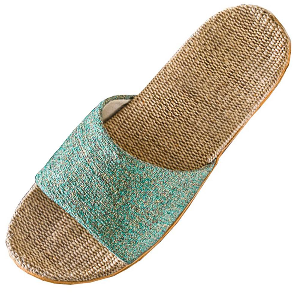 Женские стильные слипперы с открытым мыском из льна и хлопка