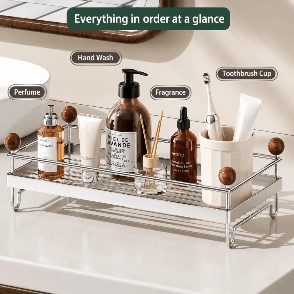Stainless Steel Cosmetic Storage Stand Anti-rust Kitchen Sink Storage Rack Bathroom