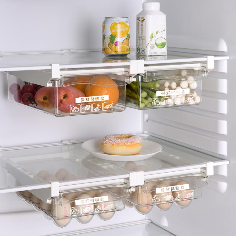 Fridge Organizer Fruit Egg Refrigerator Storage Rack Under-shelf Refrigerator Drawer Box Fresh-keeping Kitchen Organizer