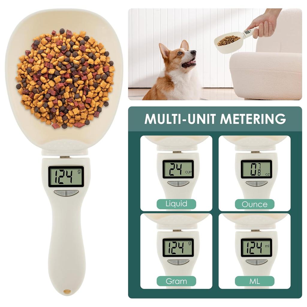 Pet Food Measuring Scoop Electronic Dog Cat Food Measuring Cup Digital Spoon Scale Kitchen Food Scale with LED Display
