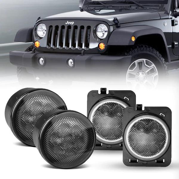 2007+ Wrangler JK Дымчато-черная решетка радиатора, указатель поворота и комбинированный фонарь подсветки колесной арки