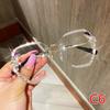 Fashion Vintage Rimless Rhinestone Sunglasses Women Men Retro Cutting Lens Gradient Sun Glasses Female UV400