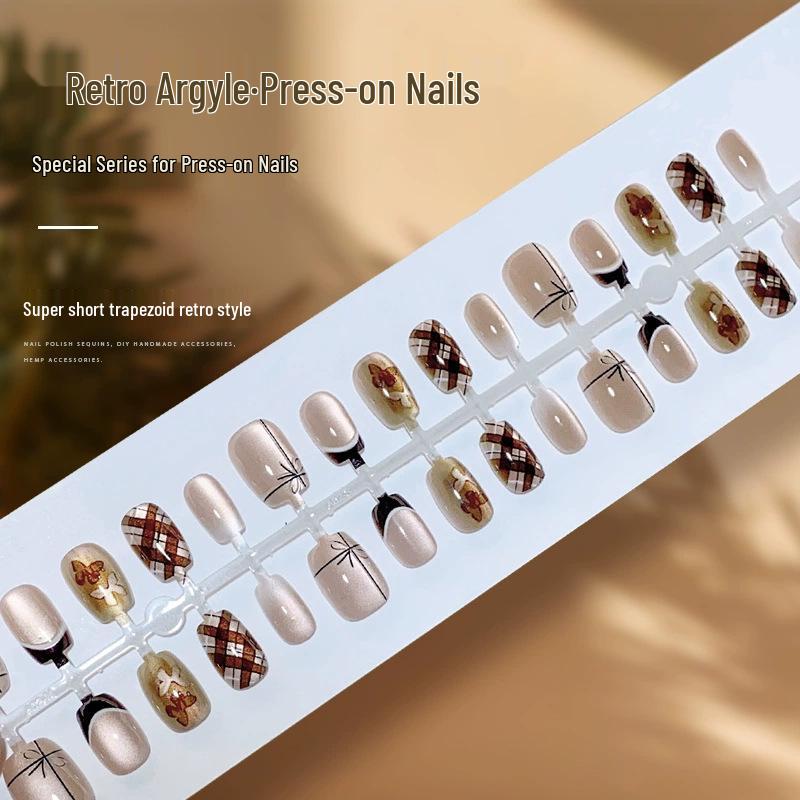 Spring Collection Cat Eye High-End Wearable Fake Nails - Pre-Made Temperament Nail Pieces 054-327