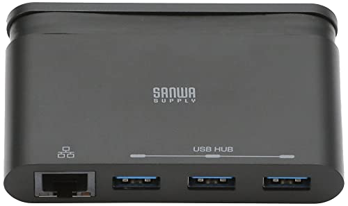 Sanwa Supply USB Type-C Hub with LAN Adapter, USB-3TCH10BK