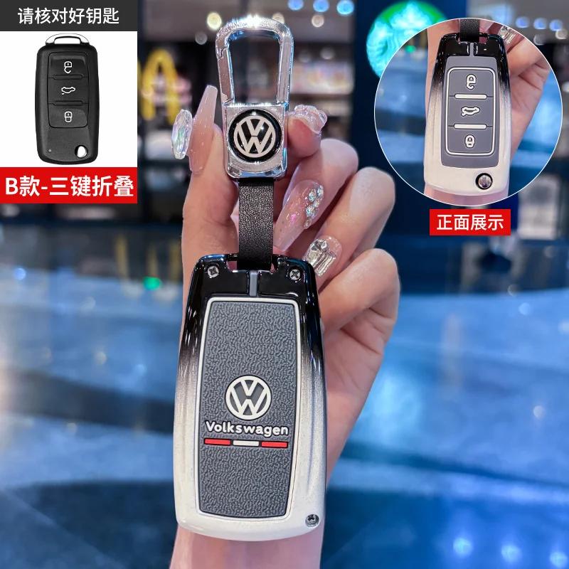 Valve Stems Caps For VOLKSWAGEN VW Zinc Alloy Car Folding Key Case Cover Shell Holder Protection For VW Volkswagen Polo Tiguan P Oz5