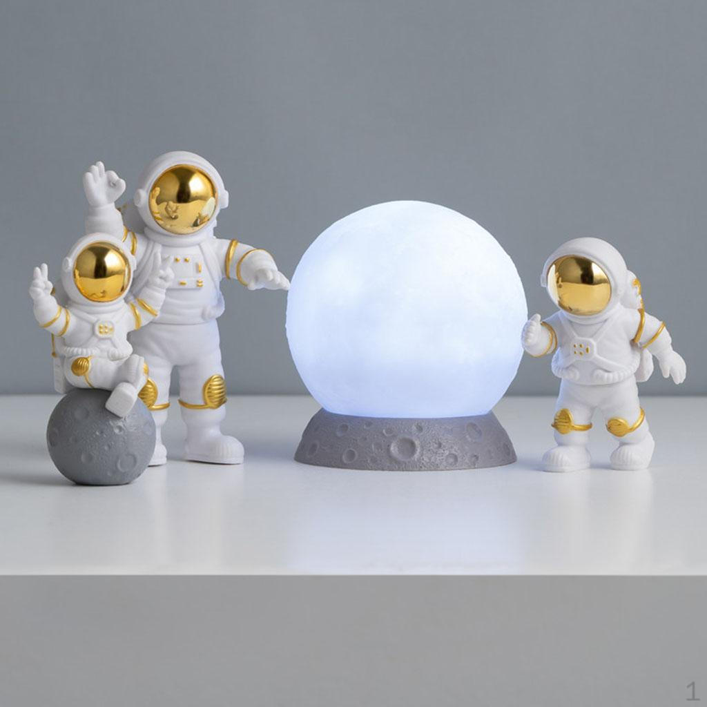 4 Pcs Cute Astronaut Statue PVC Ornament Fireplace Figurine Decoration Sculpture Home