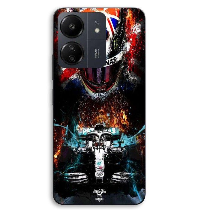 Coque de téléphone personnalisée - MANIACASE - Xiaomi Redmi 13C 4G - Silicone TPU - Noir - Lewis Hamilton Mercedes 44