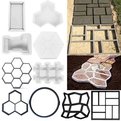 Форма для создания садовых дорожек Пластиковая DIY Садовая форма Ручное мощение Цементный Кирпич Камень Дорога Бетонная Форма Многоразовая Ручное мощение