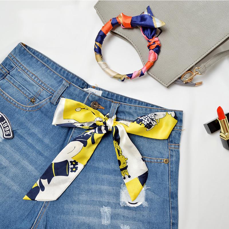 Fashion Silk Scarf Women Ribbon Tied Twilly Decoration Scarf Bag Handle Long Soft Scarf Scarves Unique