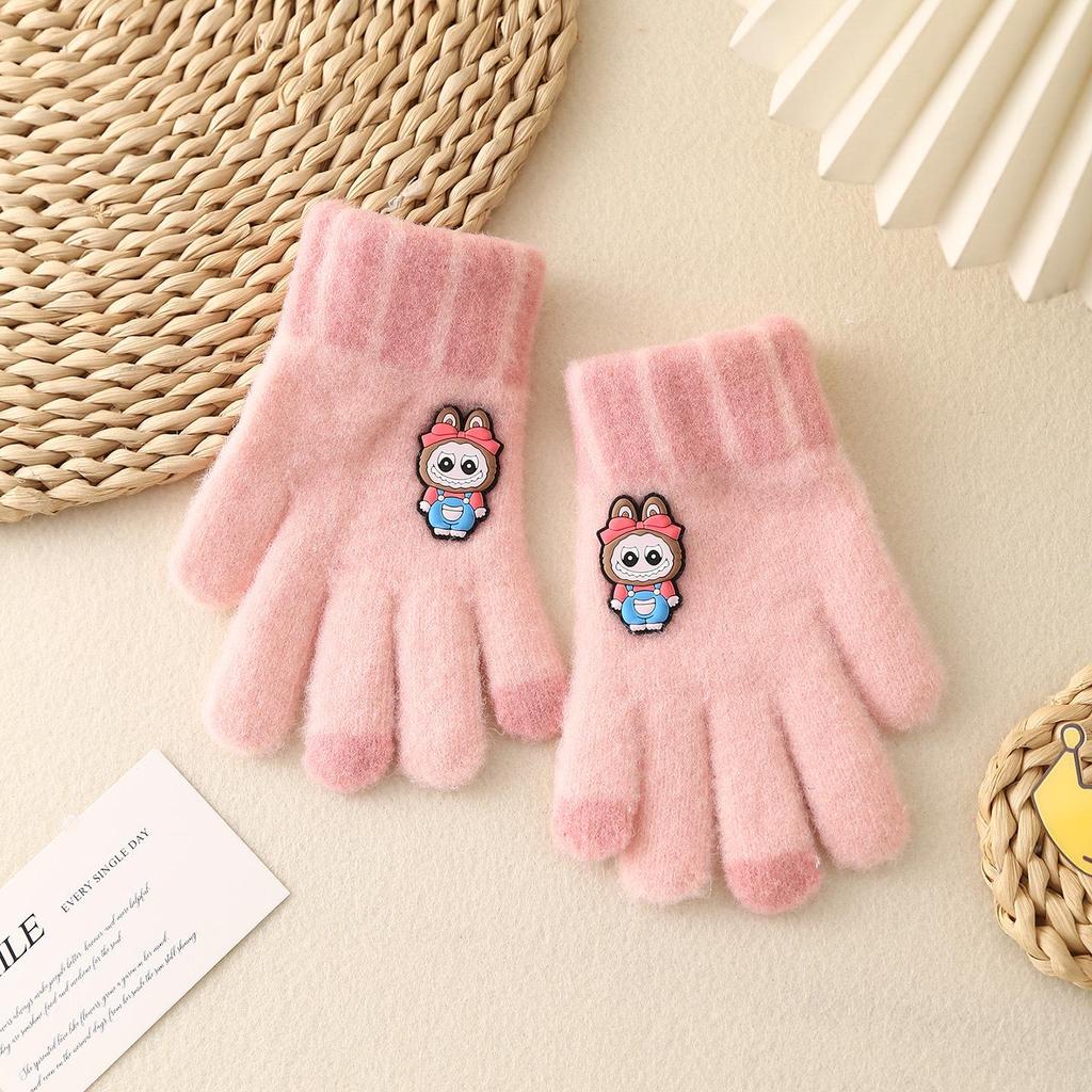 Детские зимние перчатки в корейском стиле с милым медведем - Теплые, Защищающие от холода, Пятипалые для мальчиков и девочек