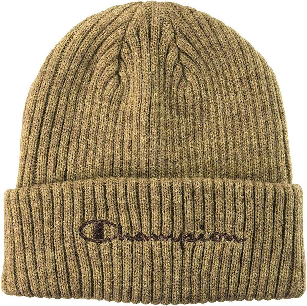 Champion Rib-Knit Beanie, Fold-Over Cuff, Beige (Model 590-006A / Unisex)